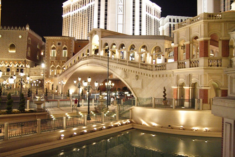 Hotel Venetian de noche, Las Vegas, USA, Estados Unidos