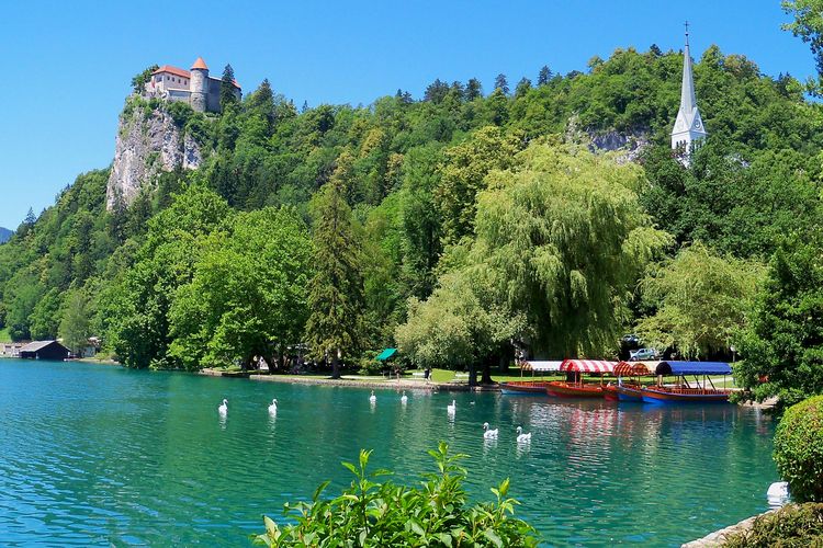 Lago Bled y castillo, Ljubljana, Eslovenia