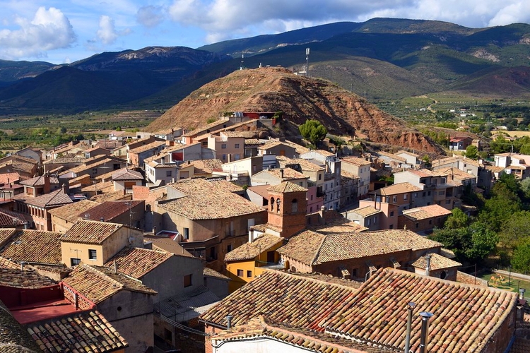 Vistas del pueblo de Bolea, Huesca, Aragón