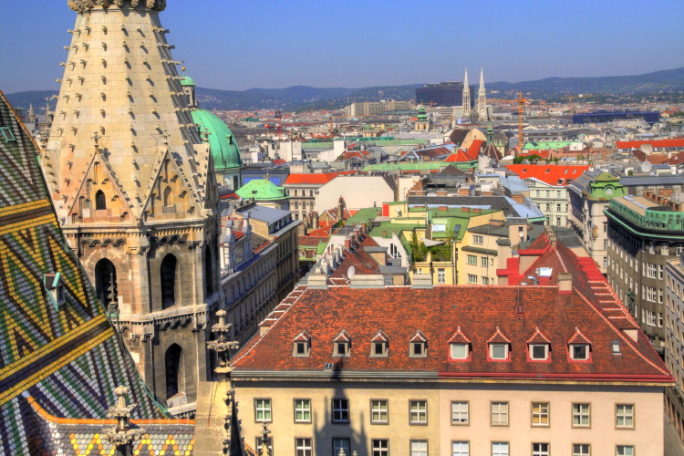Vistas desde la catedral de Viena, Austria