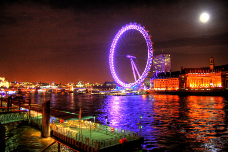 London Eye de noche, Londres, UK, Reino Unido