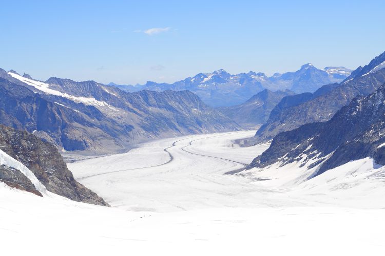 Vista del glaciar Aletsch desde Jungfraujoch, Suiza