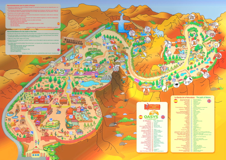 Mapa del parque temático Oasys en Almería