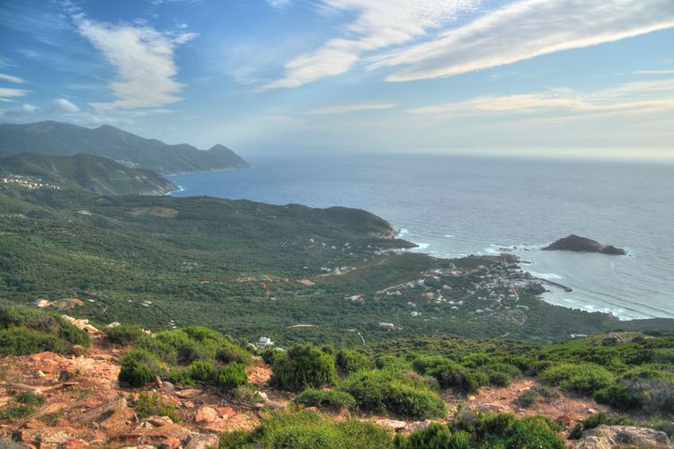 Vistas desde  Molino Mattei, Cap Corse, Córcega, Francia