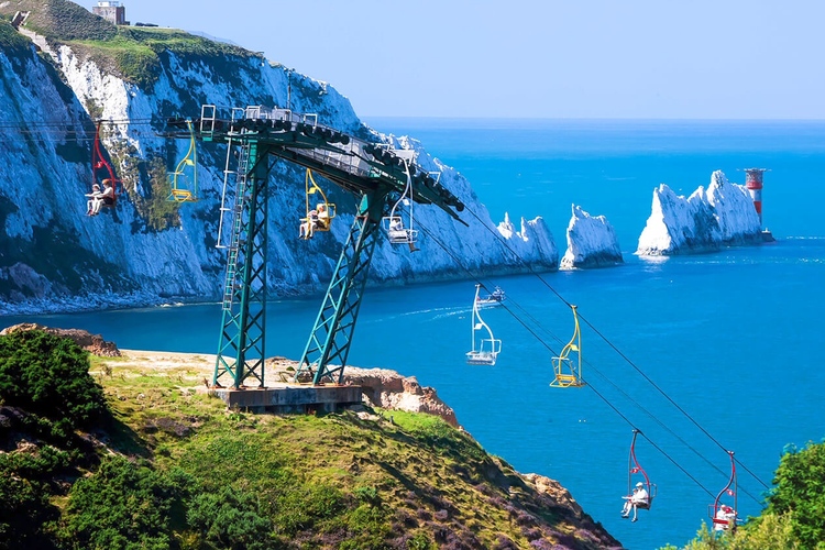 Telesilla en The Needles, isla de Wight, Hampshire, Inglaterra