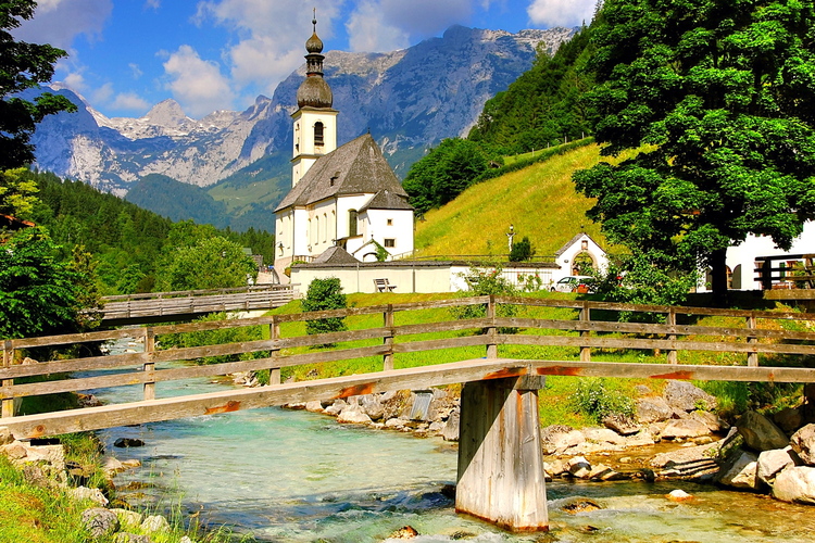 Iglesia St Sebastien, Ramsau, Berchtesgades, Baviera, Alemania