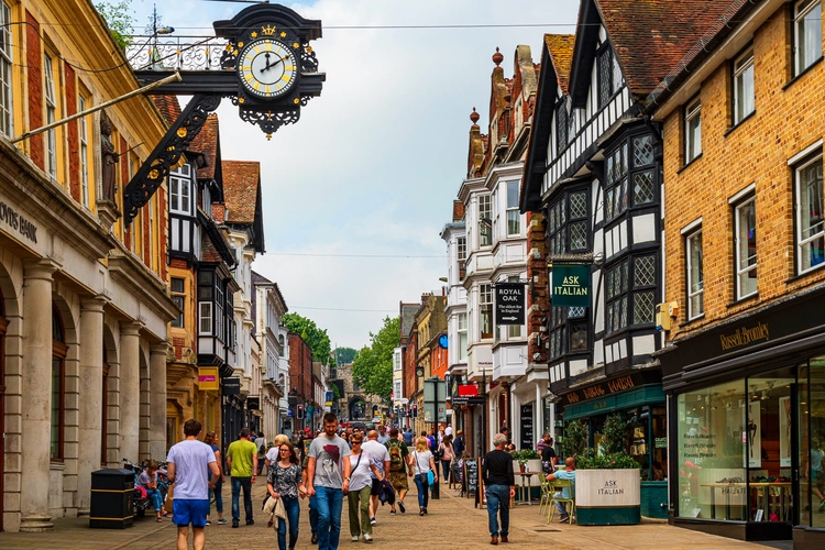 High Street en Winchester, Hampshire, Inglaterra